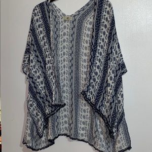 Blue and white cardigan